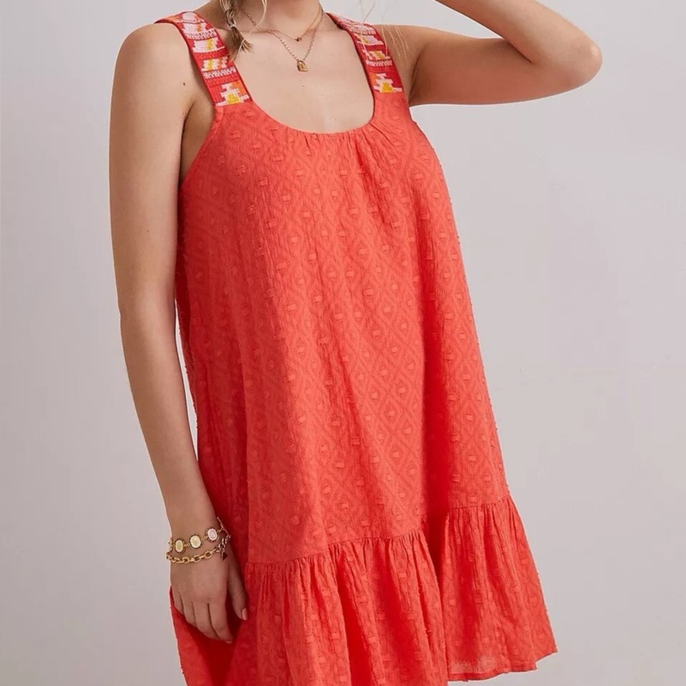 Anthropologie Coral Embroidered
Tunic Dress